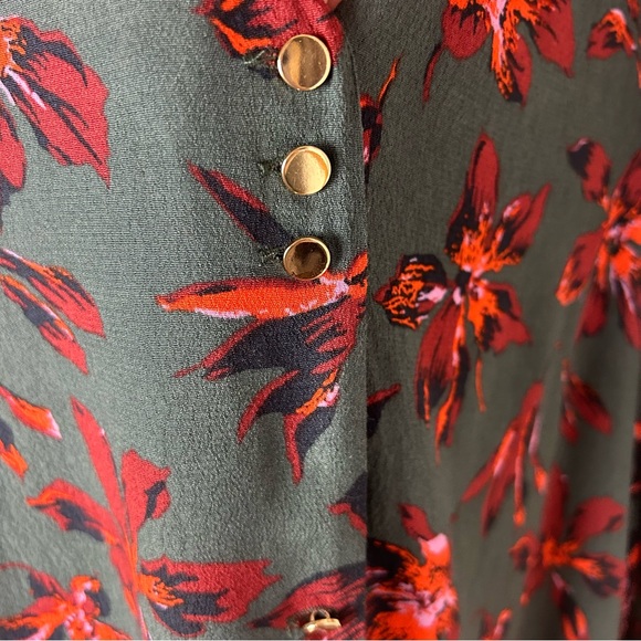 Madewell | Floral Print Easy Dress Long Sleeve Button Front Size L - Picture 6 of 15